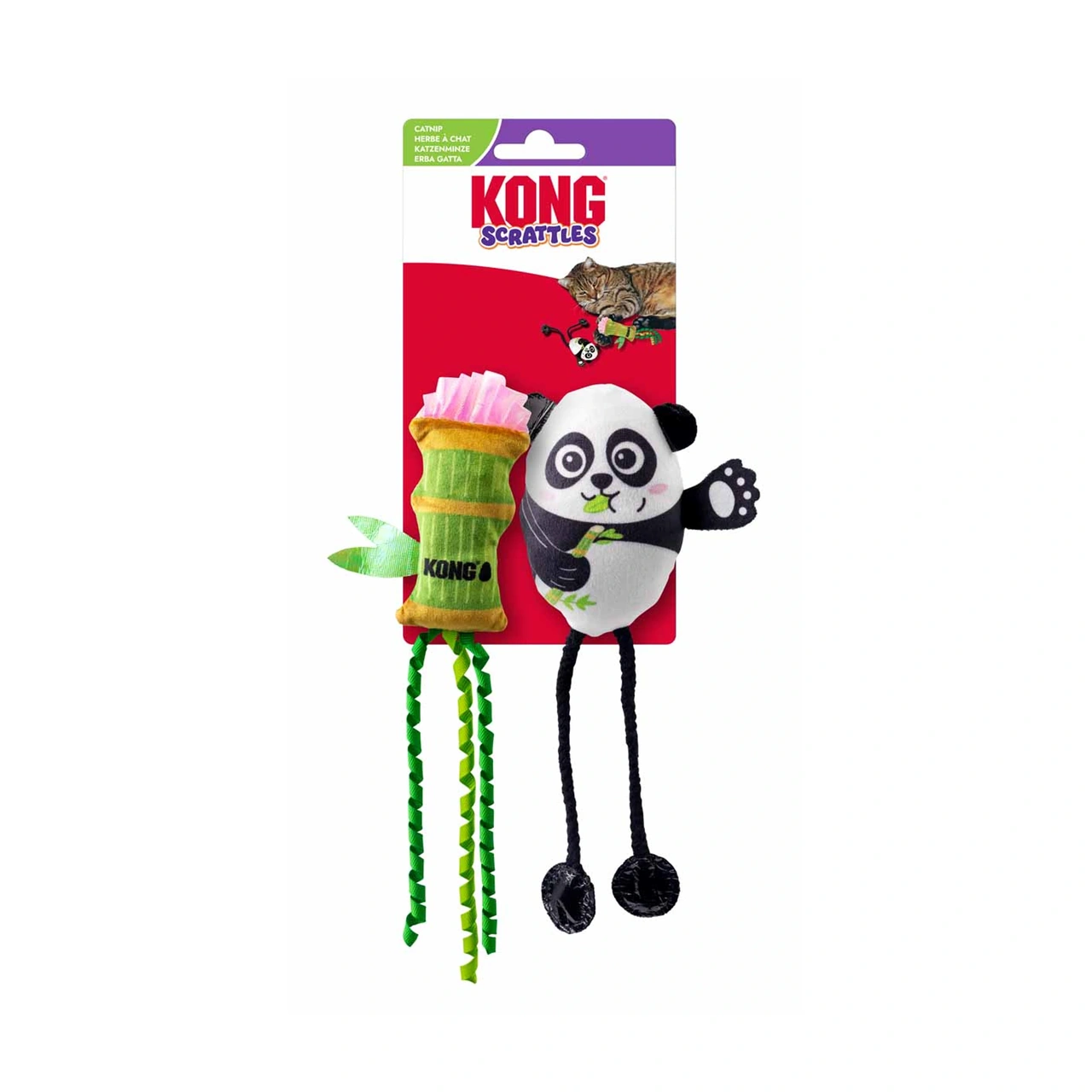 KONG Cat Scrattles Panda og bambus 2 stk ca. 23 cm med catnip